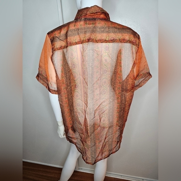 Mens ASOS DESIGN Regular Fit Sheer Paisley Shirt Retro Indie Boho Western Size L - Picture 12 of 14